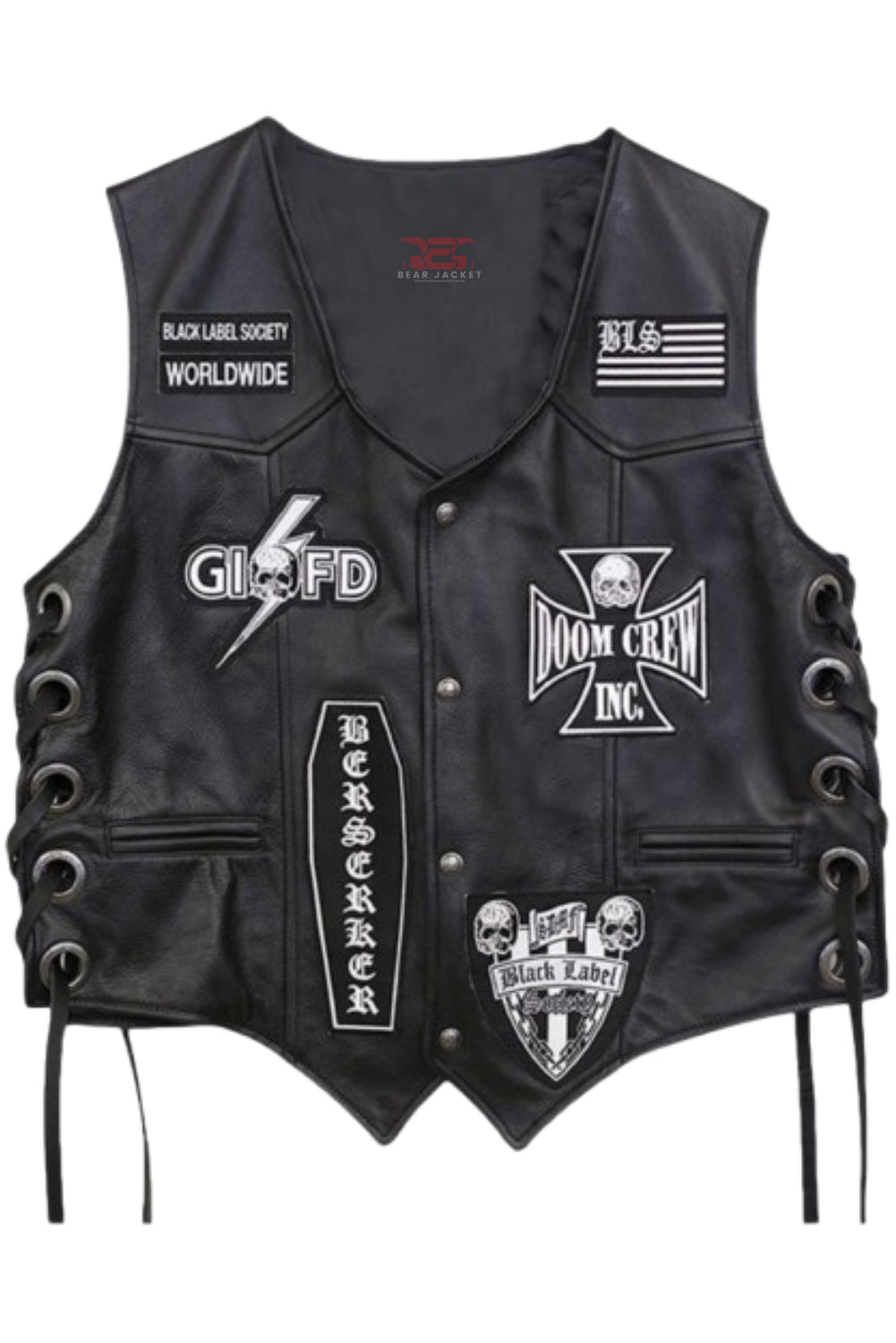 Men's Black Label Society Biker Leather Vest – Red Bear Jacket
