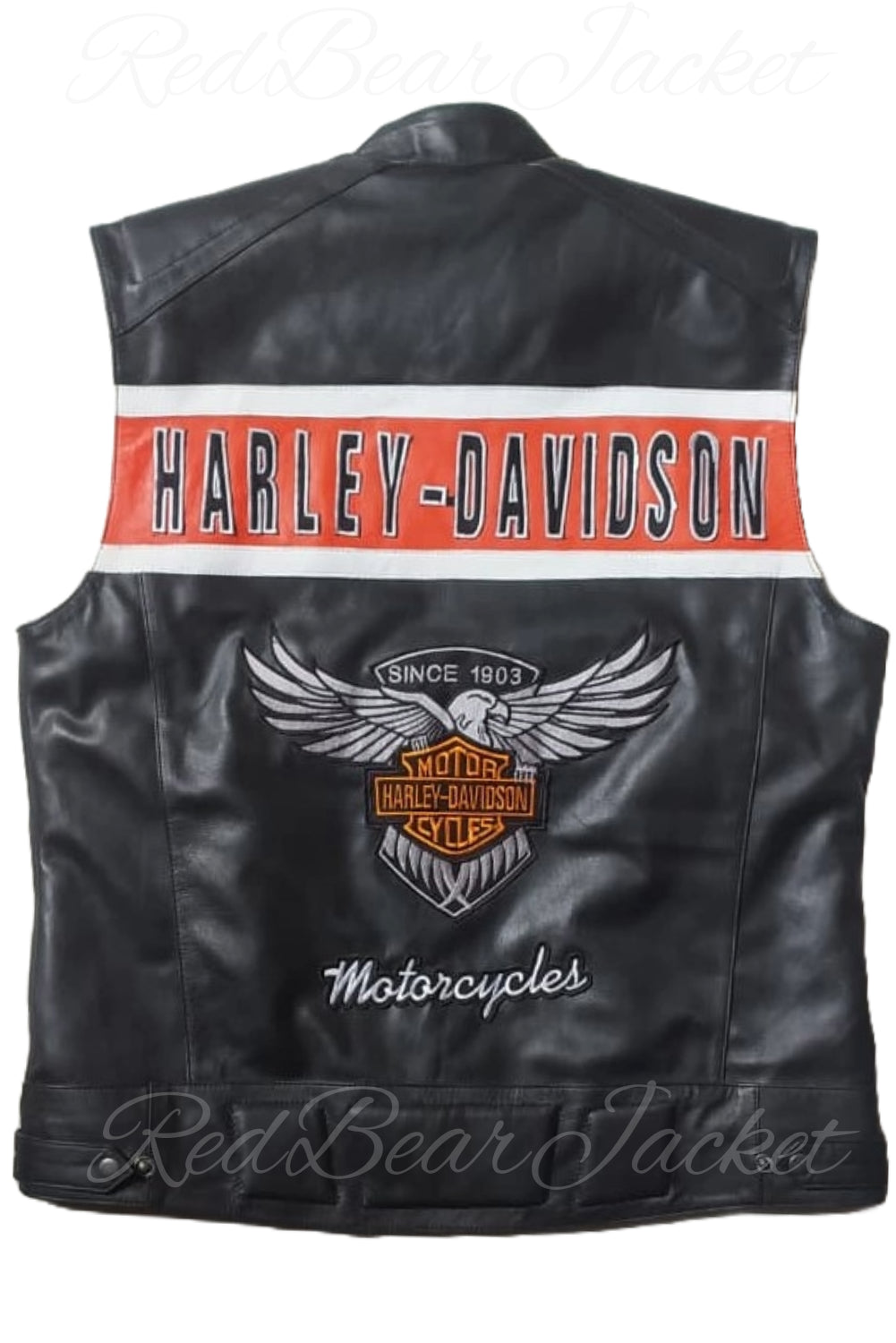 Men's HD Passing Link Leather Vest With Eaglemark Embroidered