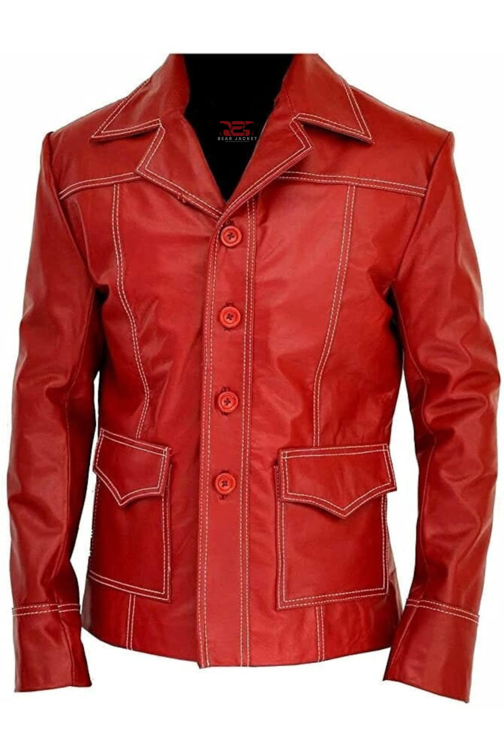 Men's Brad Pitt Tyler Durden Fight Club Leather Jacket – Red Bear