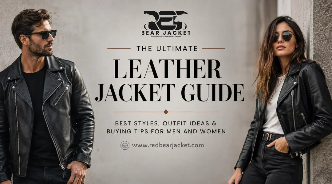 Men's and women's real leather jackets in classic biker, bomber and aviator styles