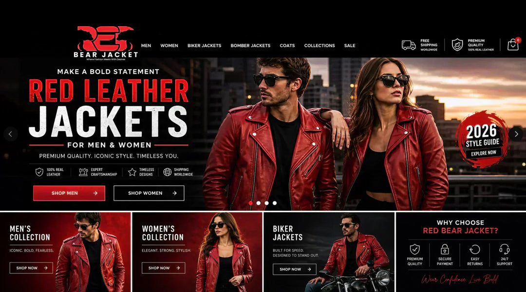 mens red leather jacket biker style
