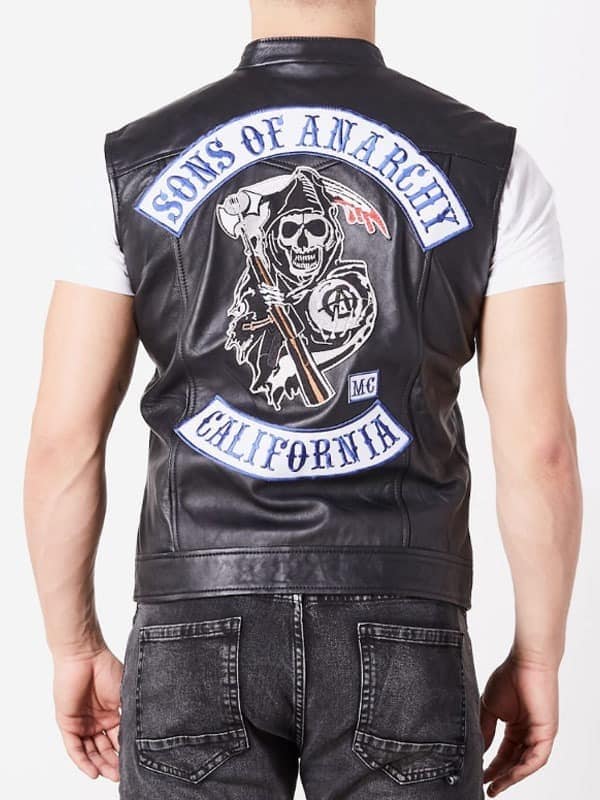 Men's Sons Of Anarchy Vest | Charlie Hunnam | California Vest | Sons of Anarchy Motorcycle Club's Redwood | SAMCRO Vest | Motorcycle Leather Vest