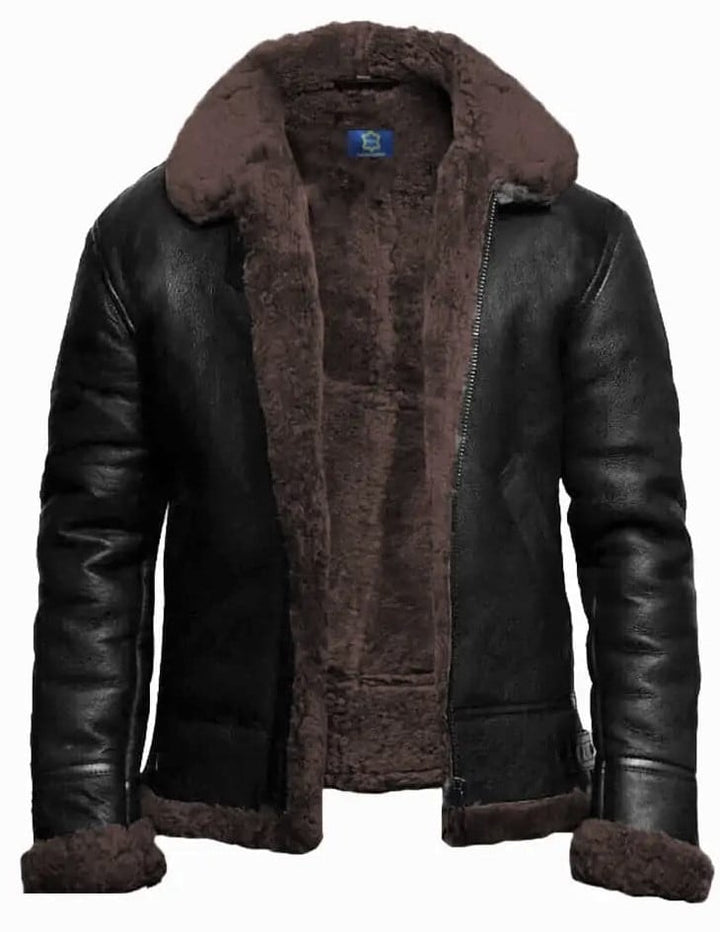 Men's Flying Pilot Bomber Leather Jacket-Shearl Jacket-Aviator Jacket-Shearling Jacket-Shearl Jacket-Real Leather Jacket-Man Leather Jacket