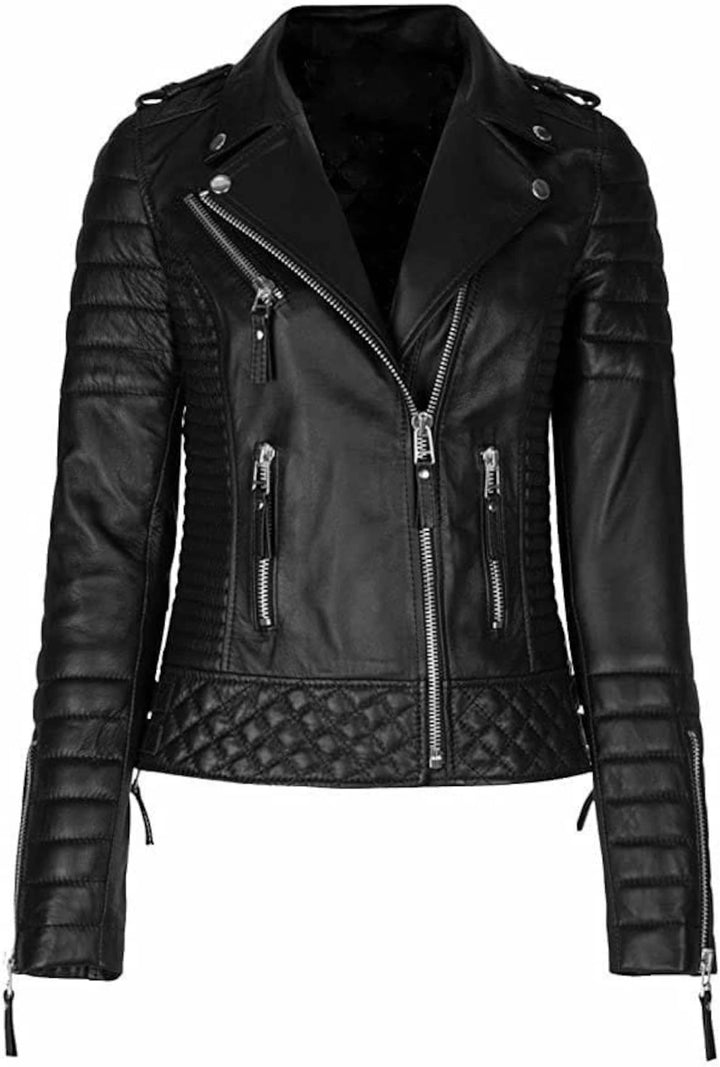 Black Motorcycle Leather Jacket Women