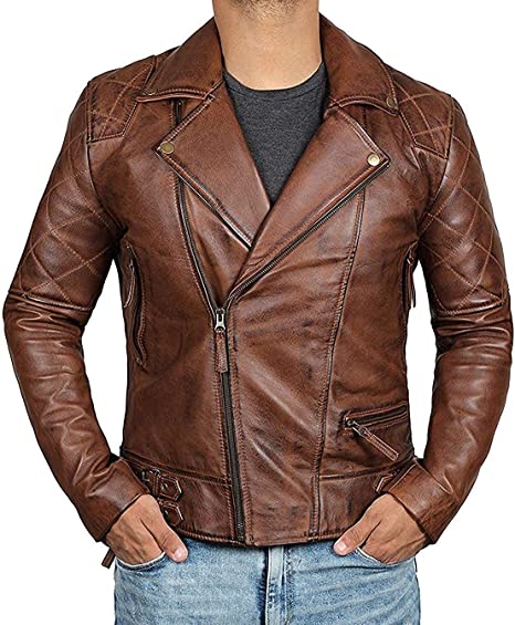 Men's Real Handmade Real Brown Sheep Motorcycle Leather Jacket For Men | Mens Biker Leather Jacket | Men Biker Jacket | Best Gift For Him