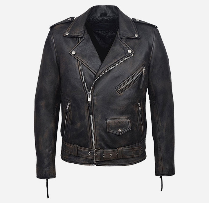 Stylish Motorcycle Leather Jacket-Mens Handmade Real Distressed Biker Leather Jacket-Mens Leather Jacket-Leather Jacket Men-Gift For Him