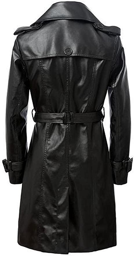 Women's Genuine Sheep Leather Long Overcoat-Women's Real Sheepskin Leather Trench Coat-Real Leather Coat-Women Leather Coat-Woman Leather Jacket-Women's Black Long Coat