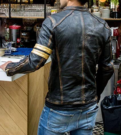 Men's Stylish Cafe Racer Genuine Sheepskin Slim Fit Motorcycle Leather Jacket-Men Leather Jacket-Man Leather Jacket-Christmas Day Gift