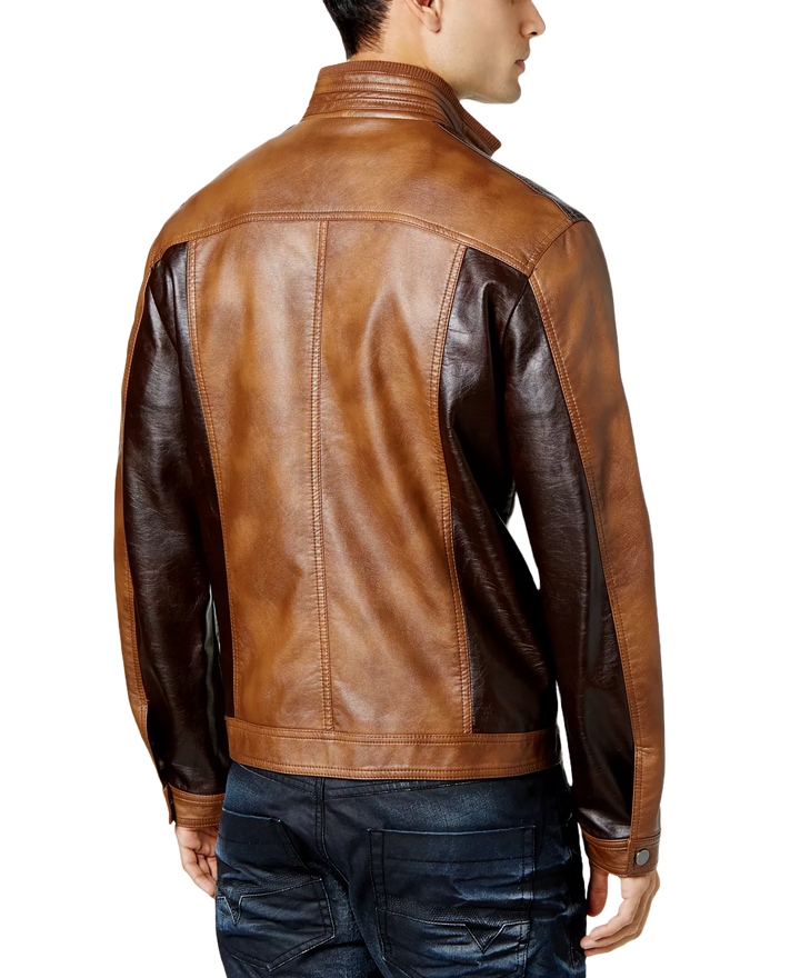 Mens Brown Motorcycle Real Handmade Leather Jacket--Mens Leather Jacket-Biker Jacket-Man Leather Jacket-Leather Jacket-Christmas Day Gift