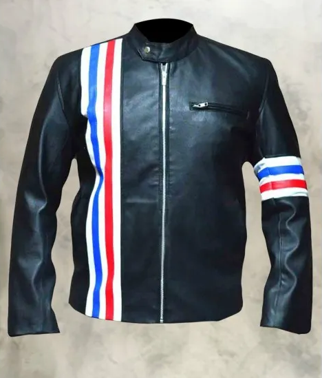 Captain America Steve Rogers Easy Rider Echtlederjacke für Herren | Echte handgemachte echte Lammfell-Motorradlederjacke für Herren