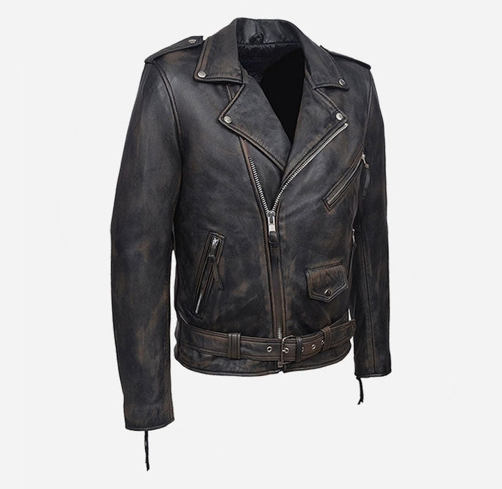 Stylish Motorcycle Leather Jacket-Mens Handmade Real Distressed Biker Leather Jacket-Mens Leather Jacket-Leather Jacket Men-Gift For Him