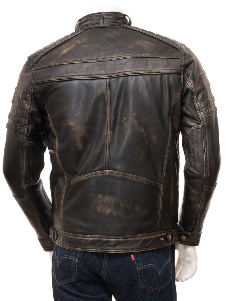 Men's Cafe Racer Vintage Brown Leather Jacket For Men | Mens Quilted Brown Biker Leather Jacket | Gift For Him | Christmas Day Gift