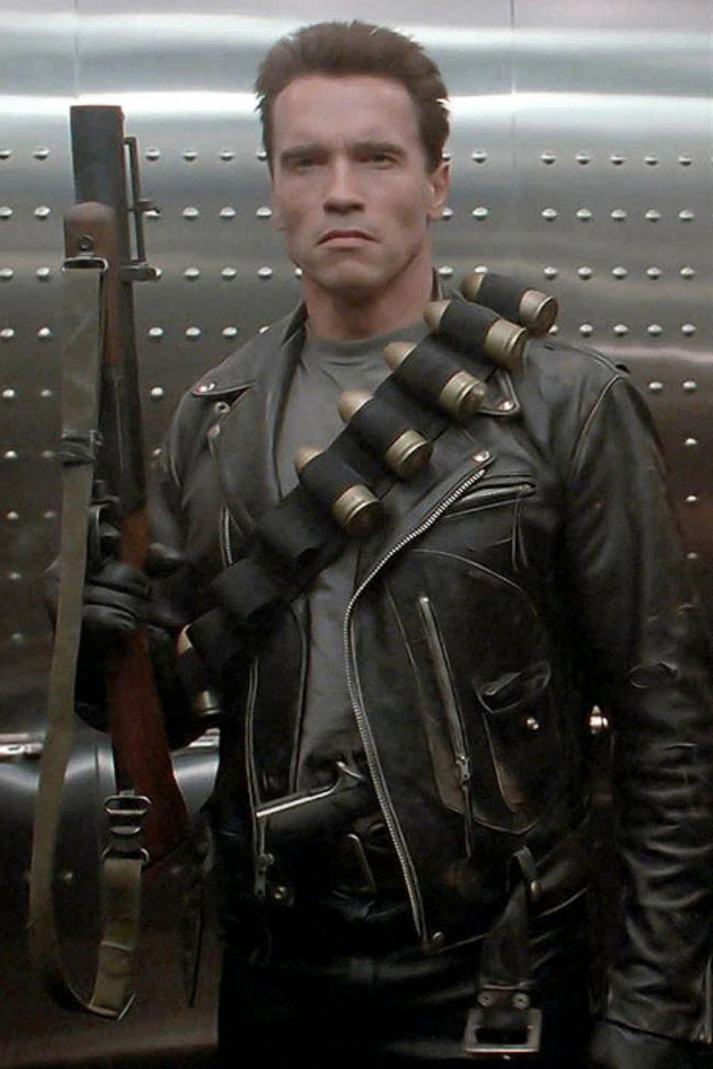 Arnold Schwarzenegger Brando Style Leather Jacket