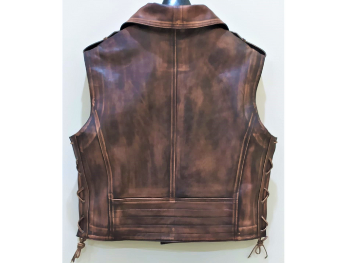 Mens Distressed Brown Leather Vest-Real Handmade Cowhide Leather Vest-Leather Vest-Men Motorcycle Vest-Leather Vest Men-Leather Western Vest