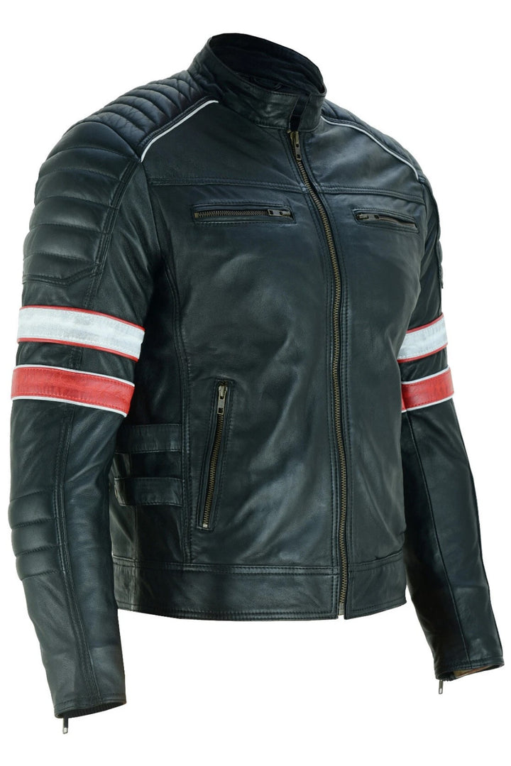 Leather Jacket With Stripe