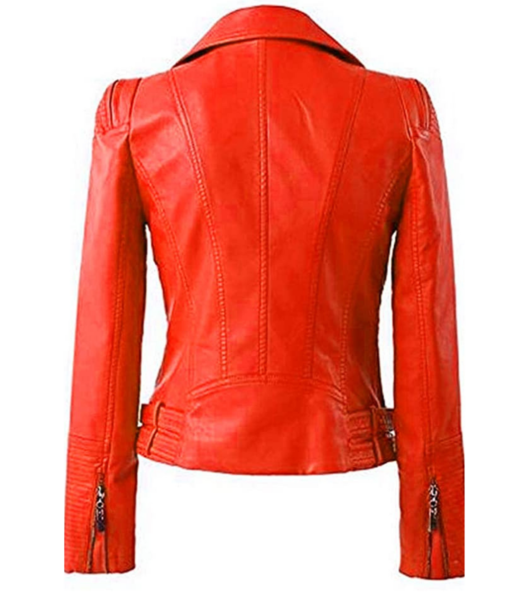 Alice Red Leather Biker Jacket