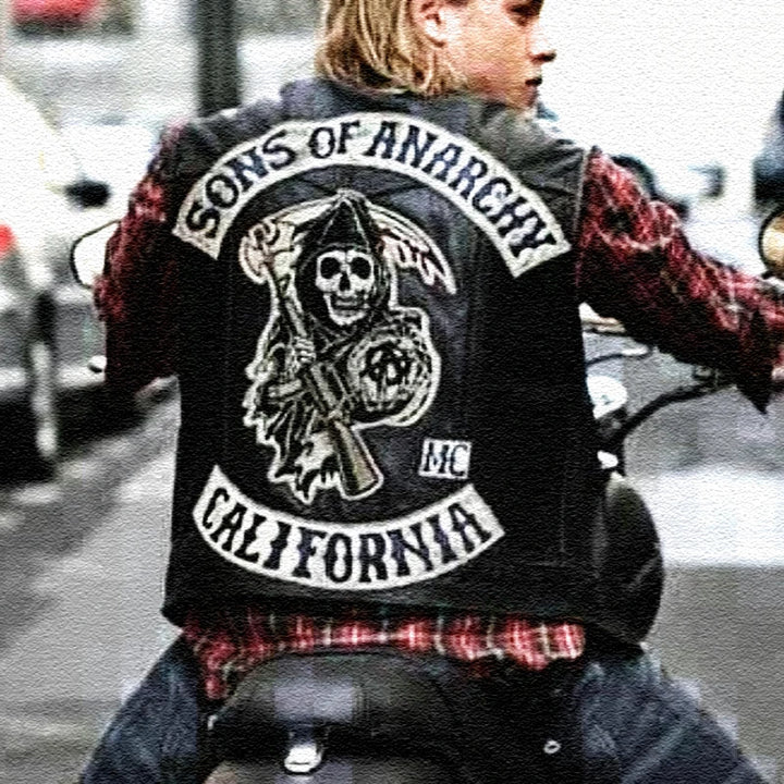 Sons Of Anarchy Weste | Kalifornische Weste | Charlie Hunnam | Redwood des Sons of Anarchy Motorcycle Club | SAMCRO Weste | Motorrad-Lederweste