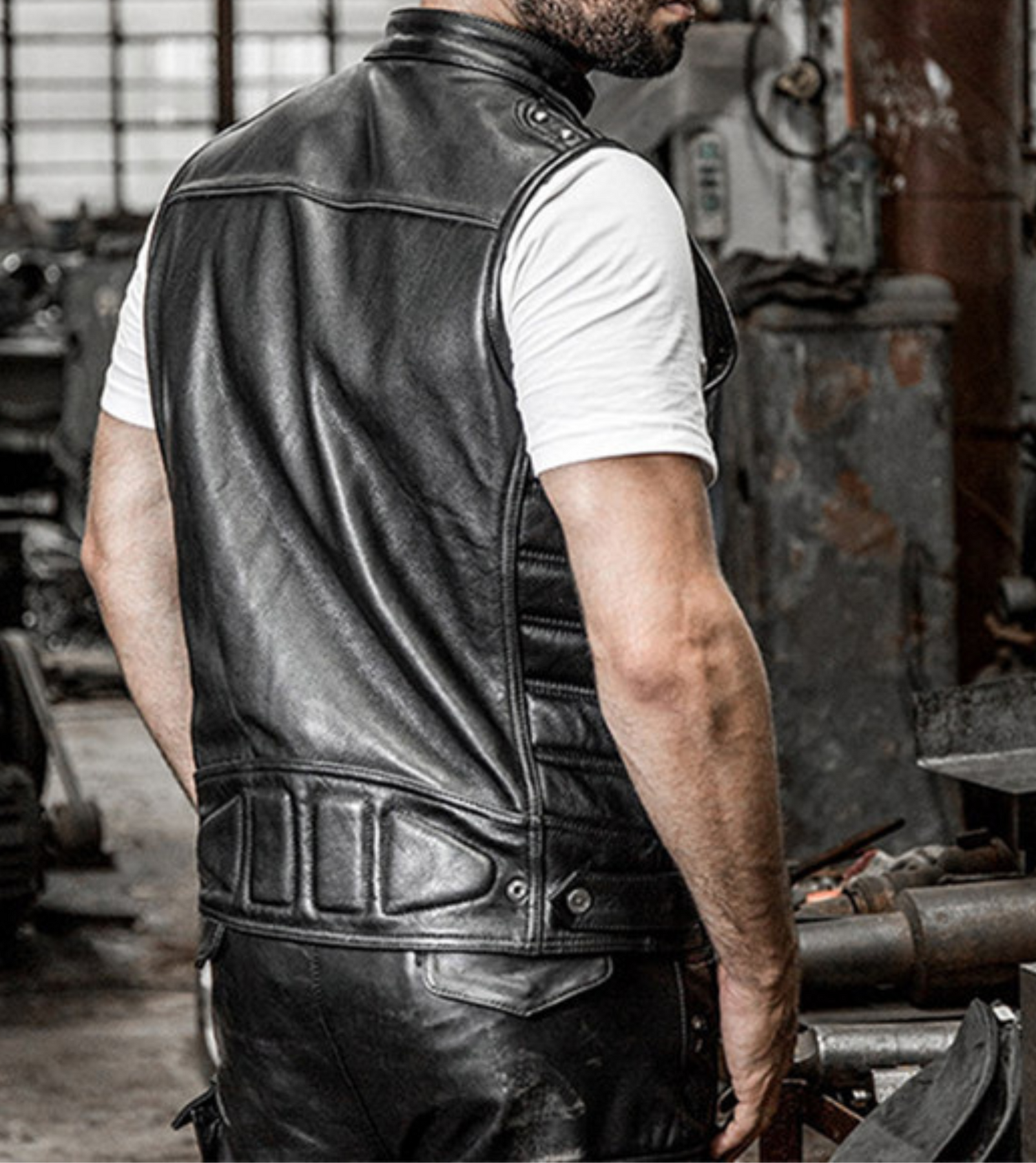 Leren vest voor heren, biker, leren capuchon met gespen, biker leren vest zwart, rundleer vest, clubvest, biker leren vest, leren vest, vest (4XL, zwart Leren vest voor heren, biker, leren capuchon met gespen, biker leren vest zwart, rundleer vest, clubvest, biker leren vest, leren vest, vest (4XL, zwart