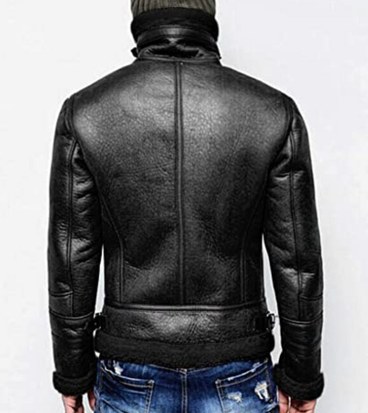 black leather bomber jacket mens