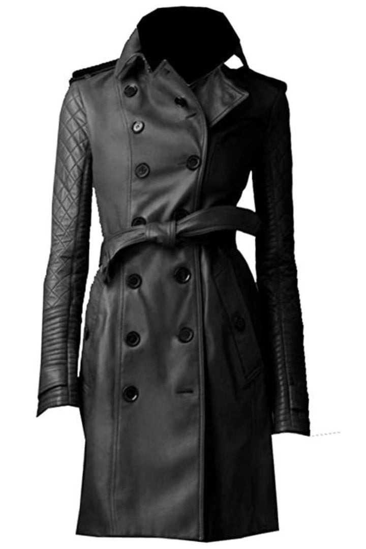 black leather coat