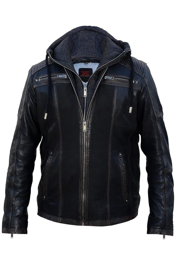 black leather jacket