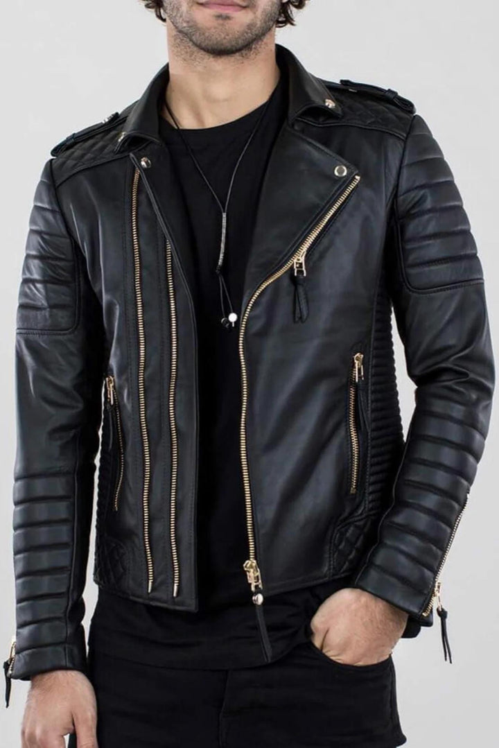 black leather jacket men