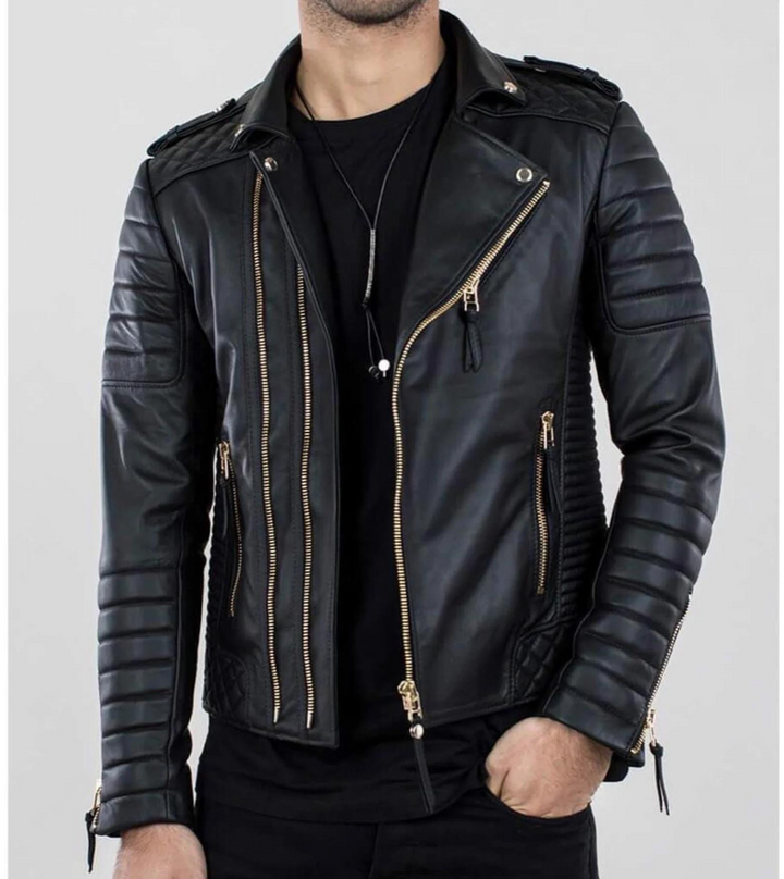 black leather jacket men