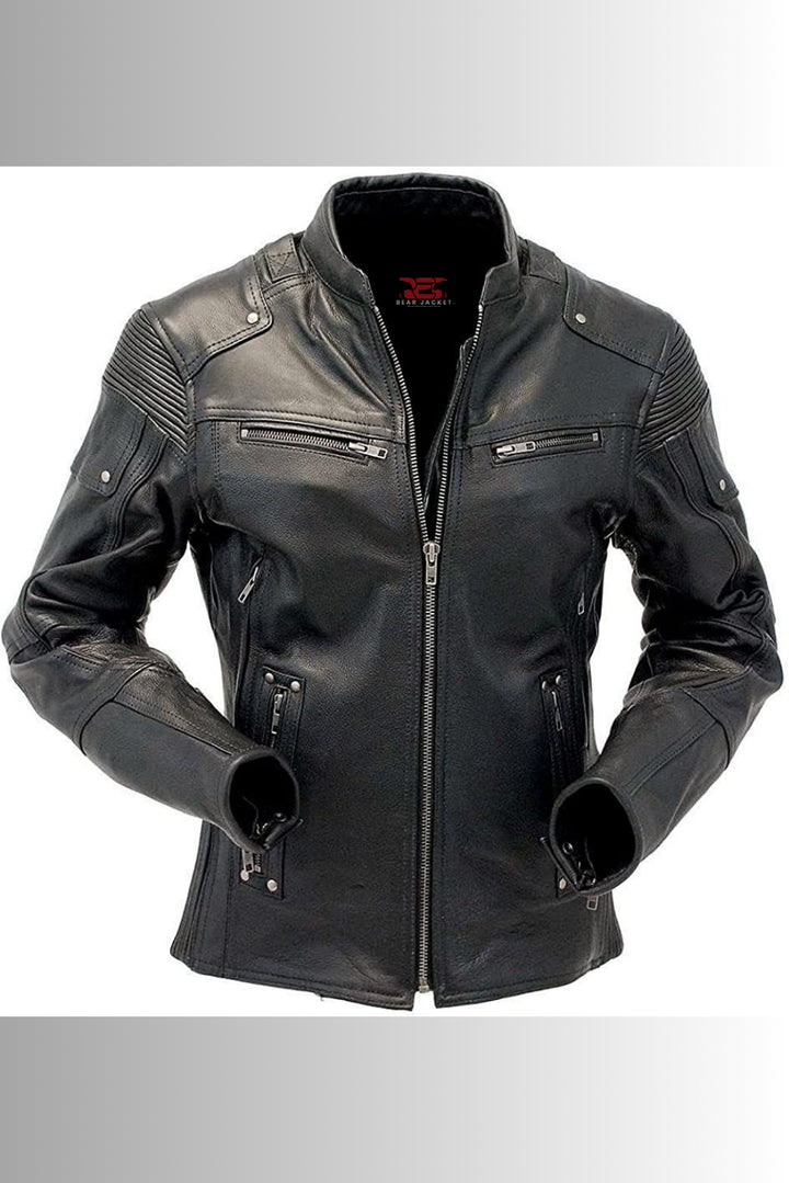 black leather jacket