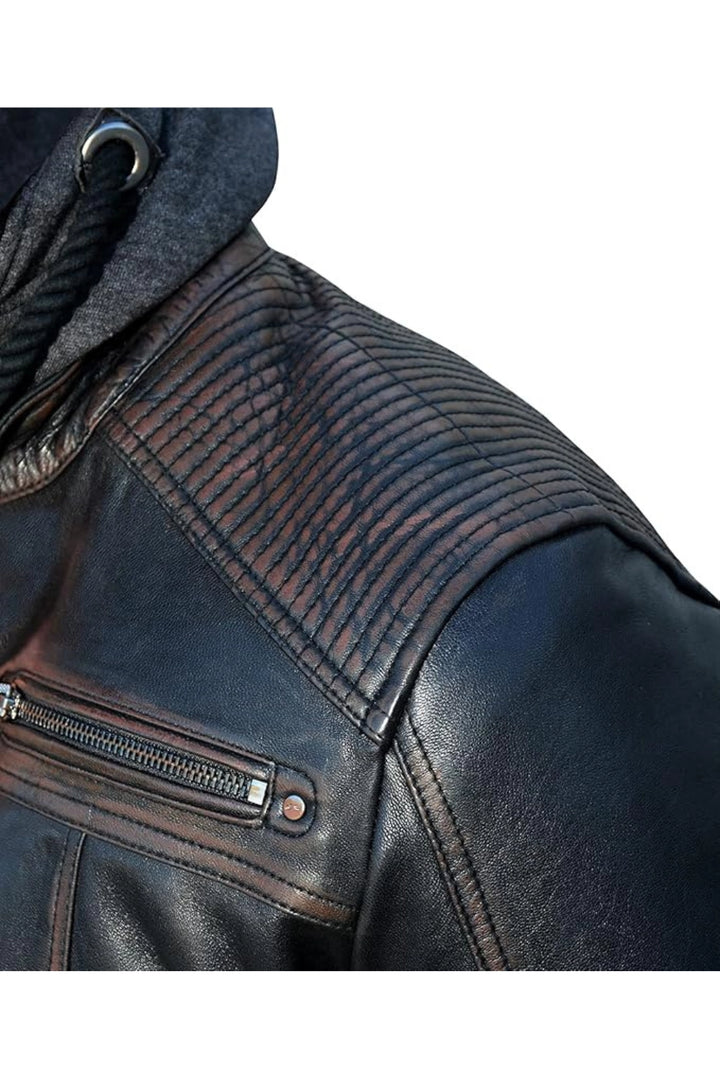 black leather motorcycle jacket