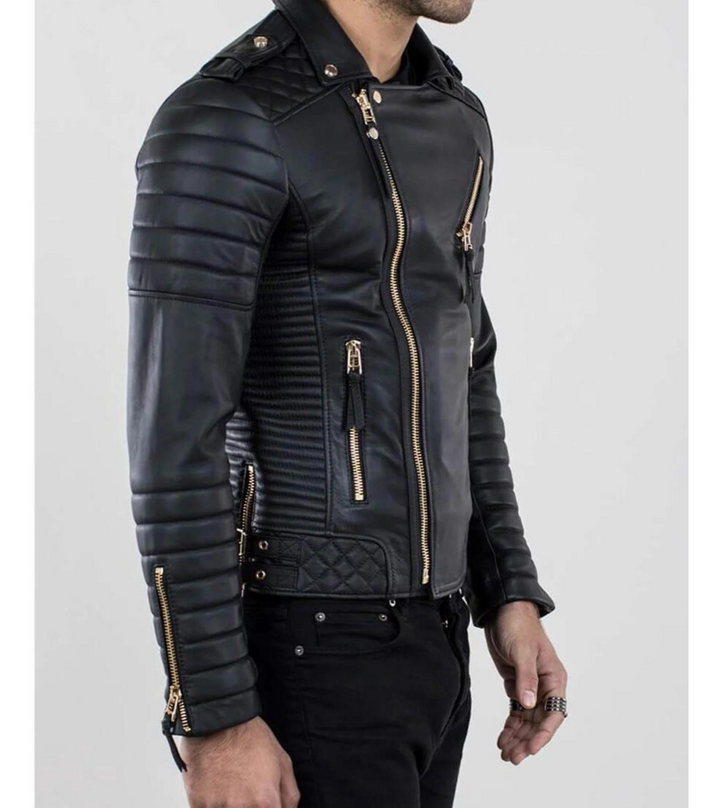 Ezra Black Leather Biker Jacket