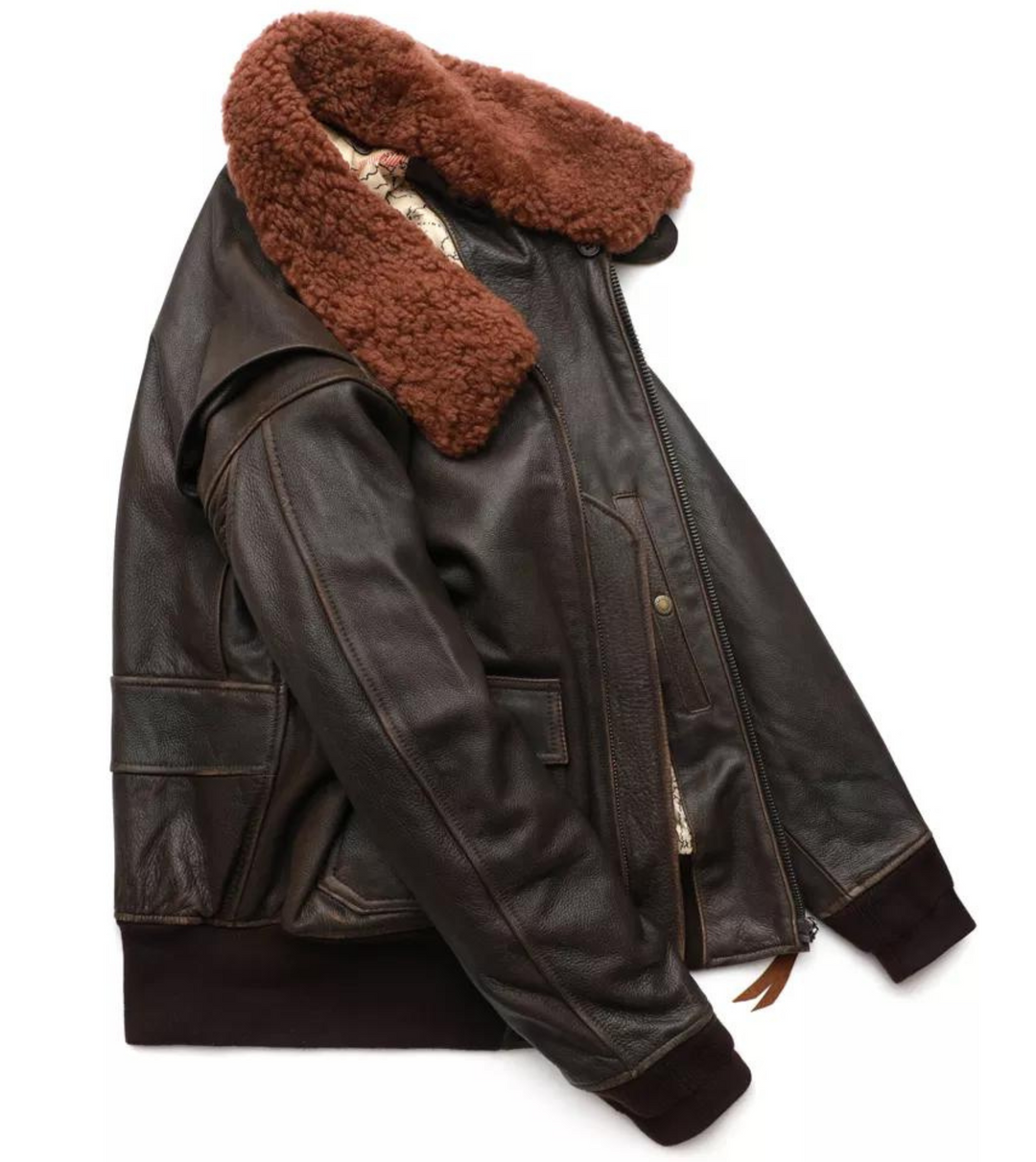 bomber jacket leather fur