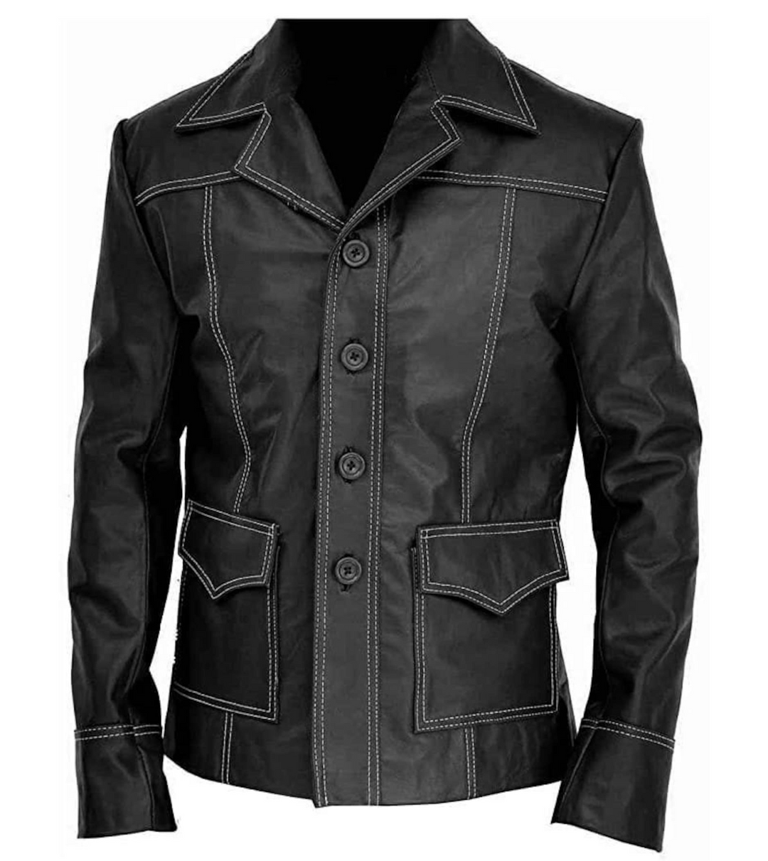 brad pitt fight club leather jacket