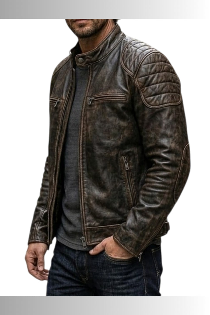 brown color leather jacket