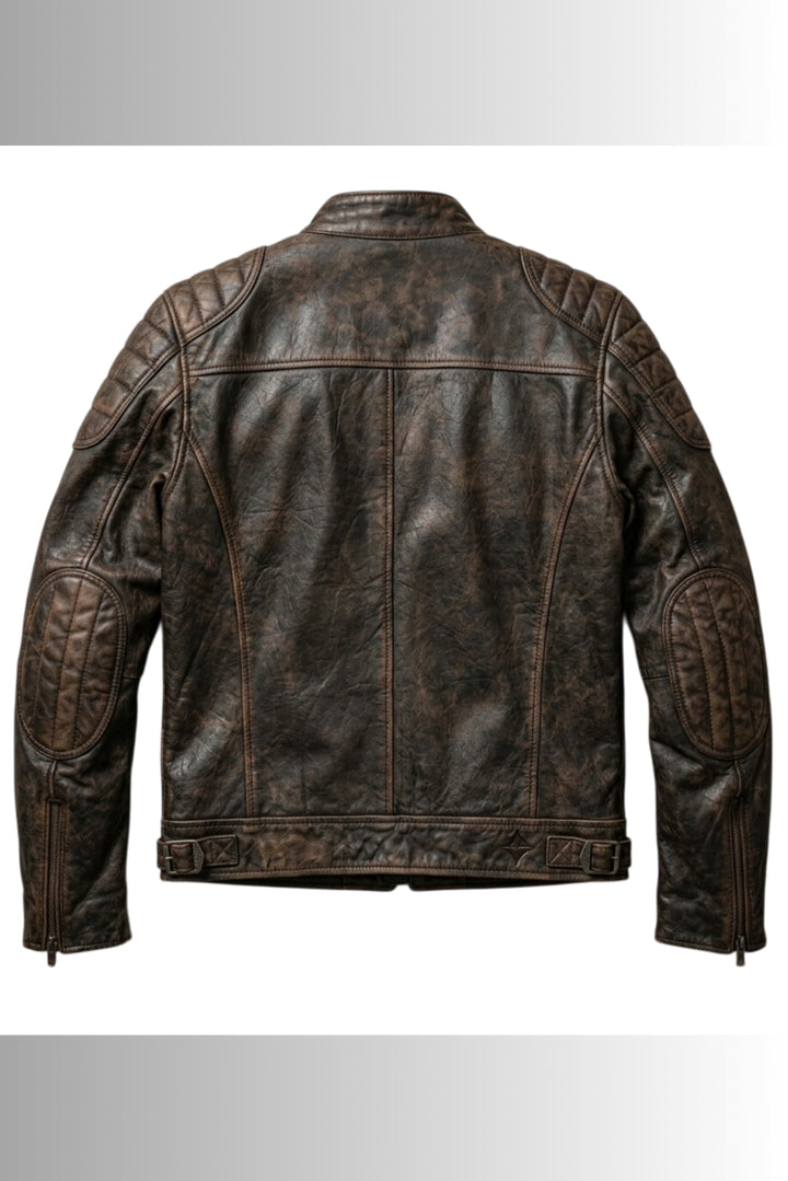 brown distressed motorcycle jacket