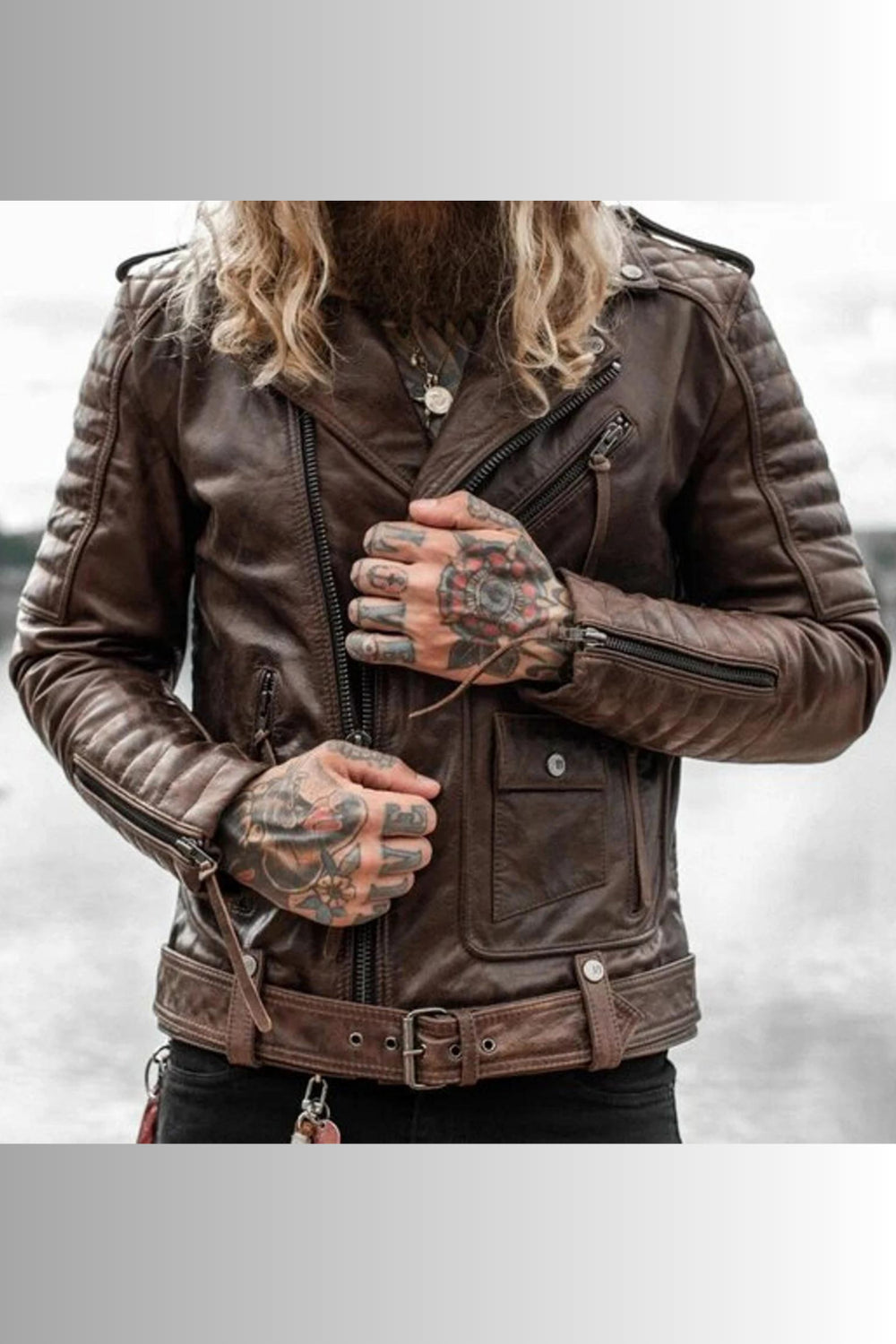 brown leather jacket USA