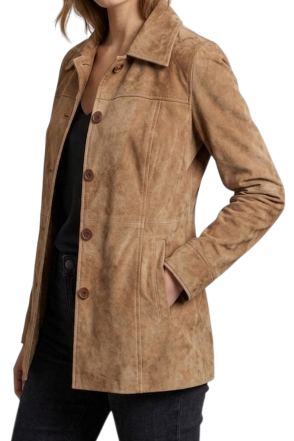 brown suede trench coat