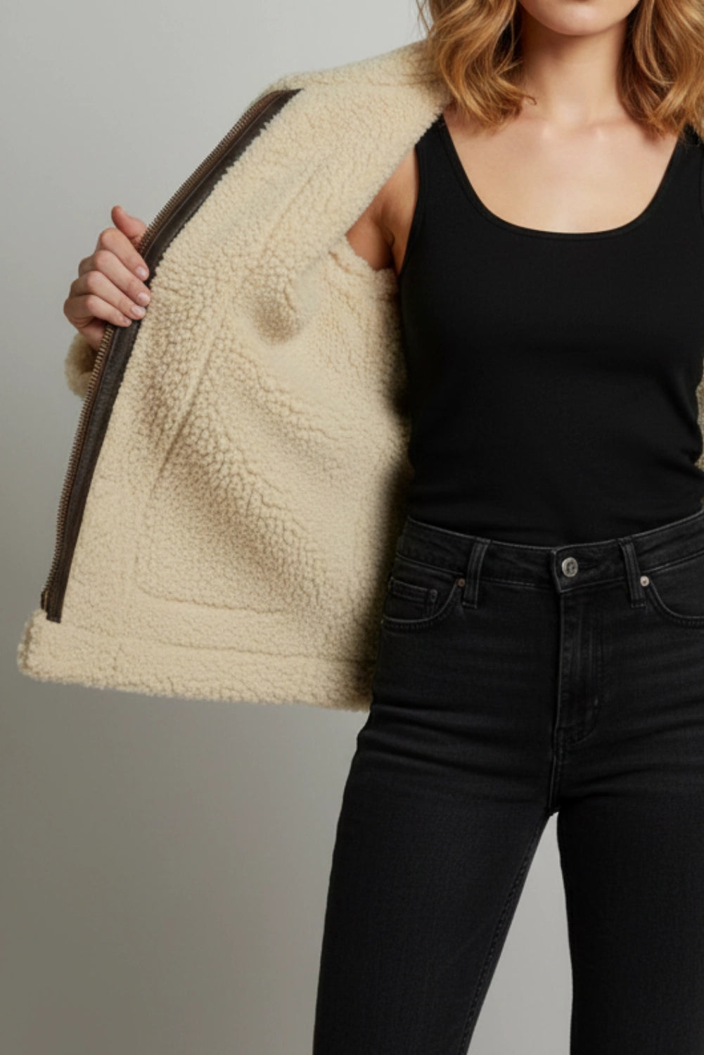 brown shearling jacket