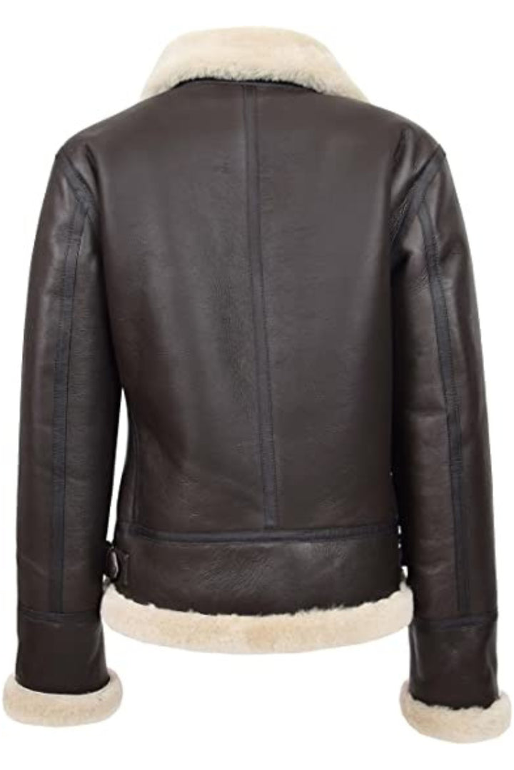 Hannah B3 RAF Brown Shearling Leather Bomber Jacket
