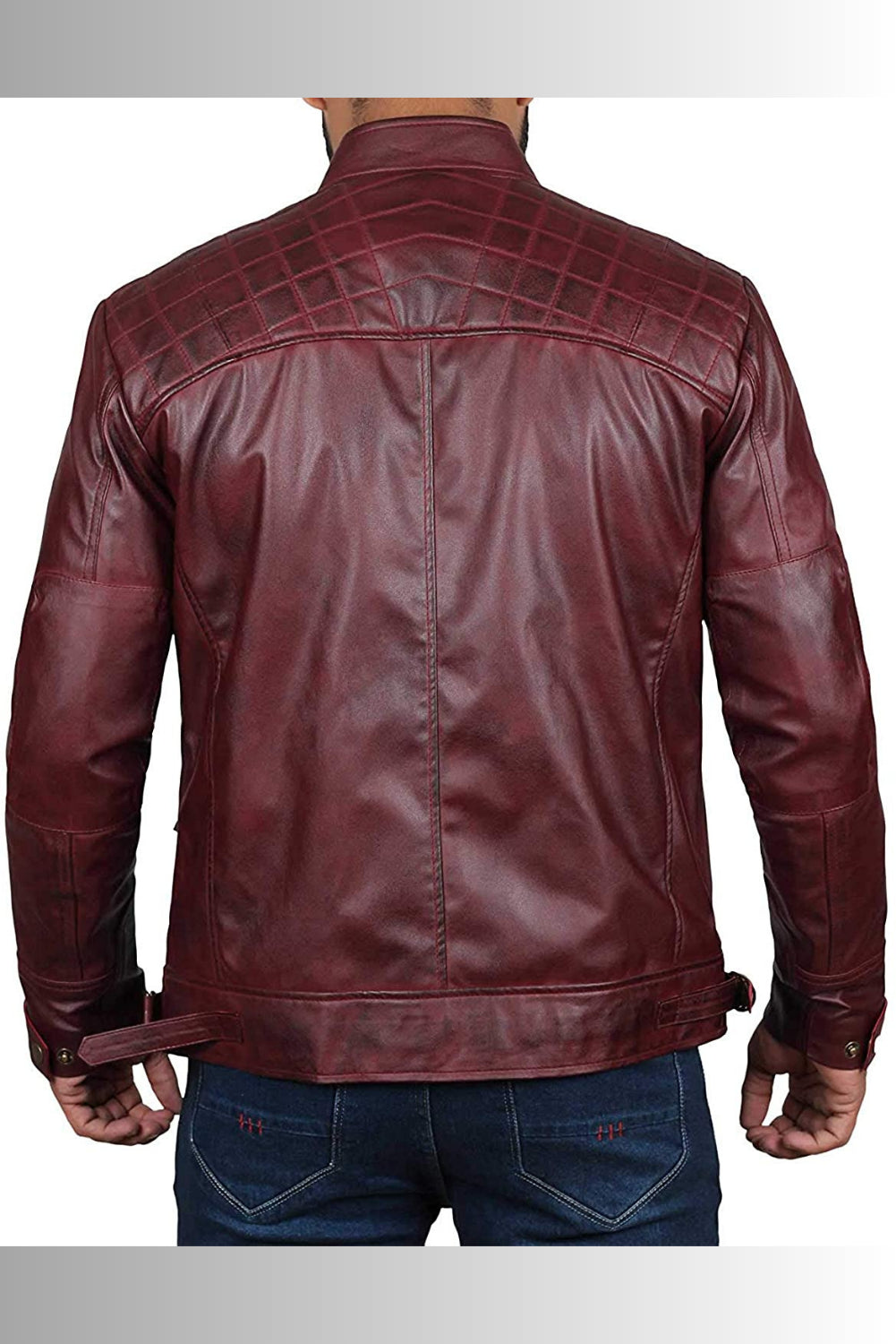 Henrik Burgundy Leather Biker Jacket