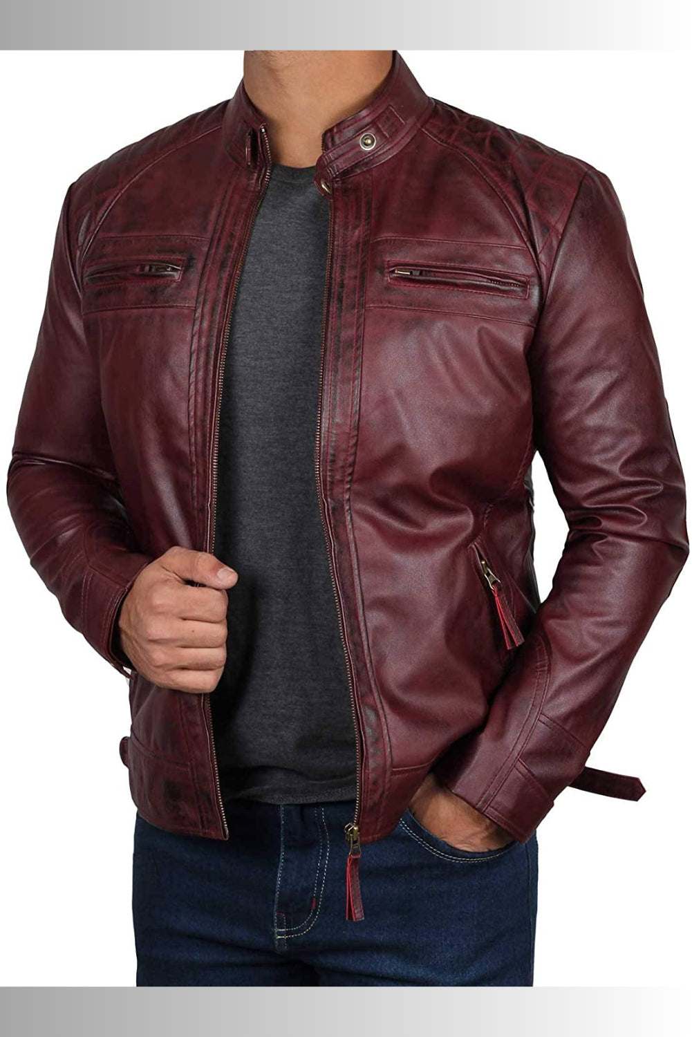 burgundy leather jacket