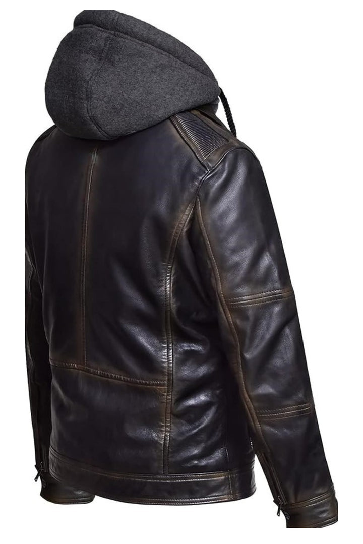 dark brown leather jacket