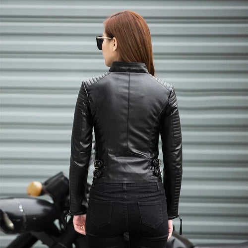 Damen Motorrad-Lederjacke | Damen-Lederjacke mit 100 % Original-Lammfell | Lederjacke Damen | Lederjacke | Geschenk für Sie