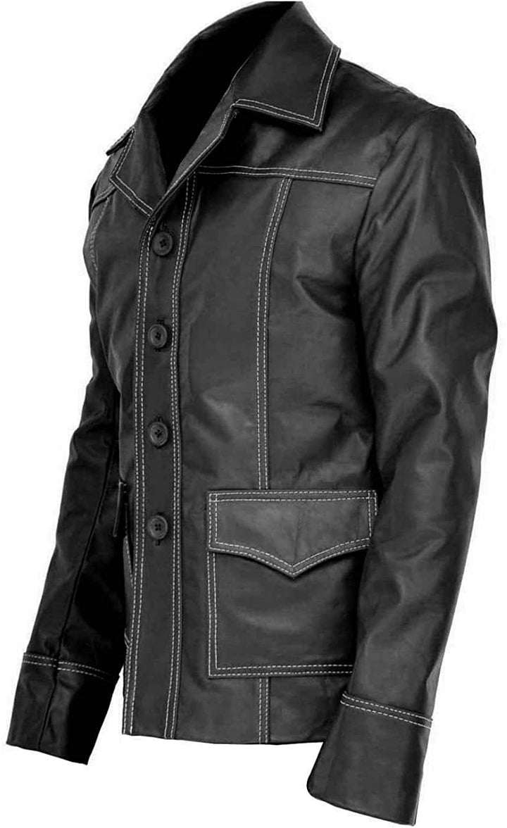 fight club black leather coat