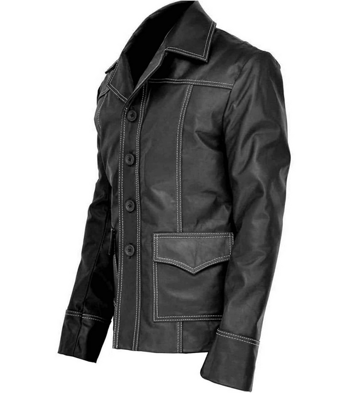 fight club black leather coat