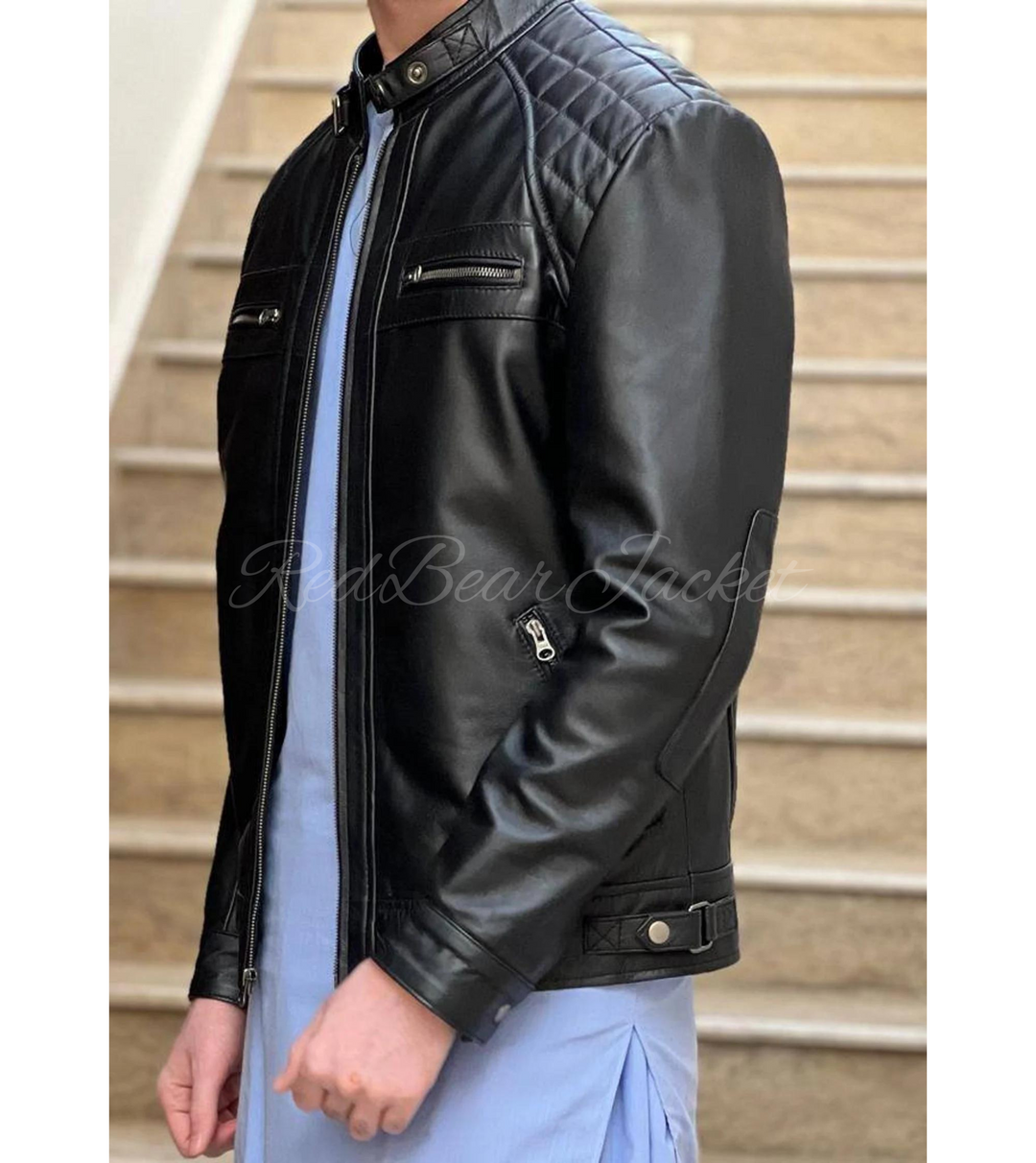 fitted leather jacket