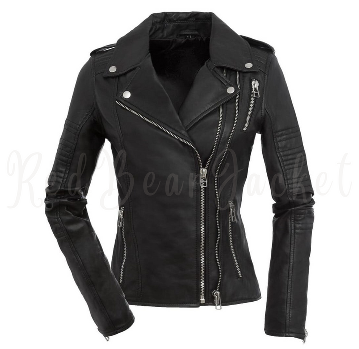 Flashback Black Leather Biker Jacket