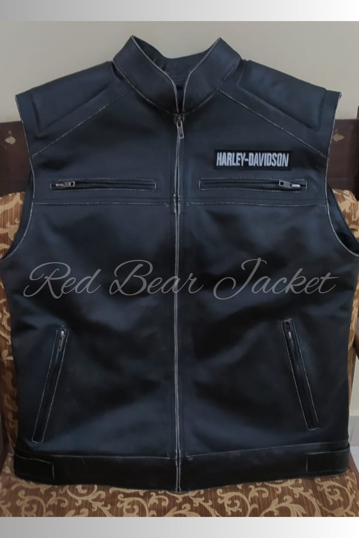 hd motorcycle mens leather vest