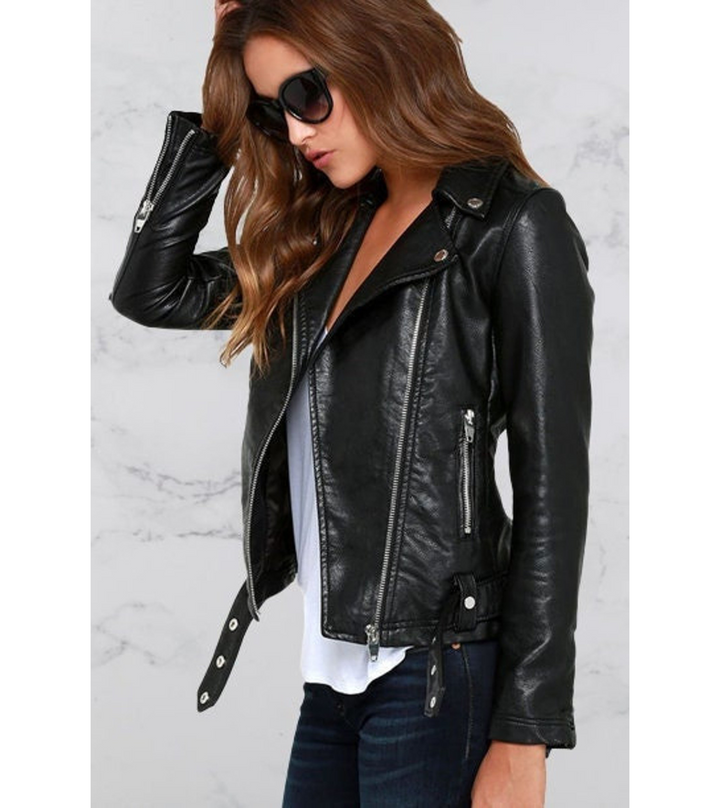 ladies leather motorcycle jacket