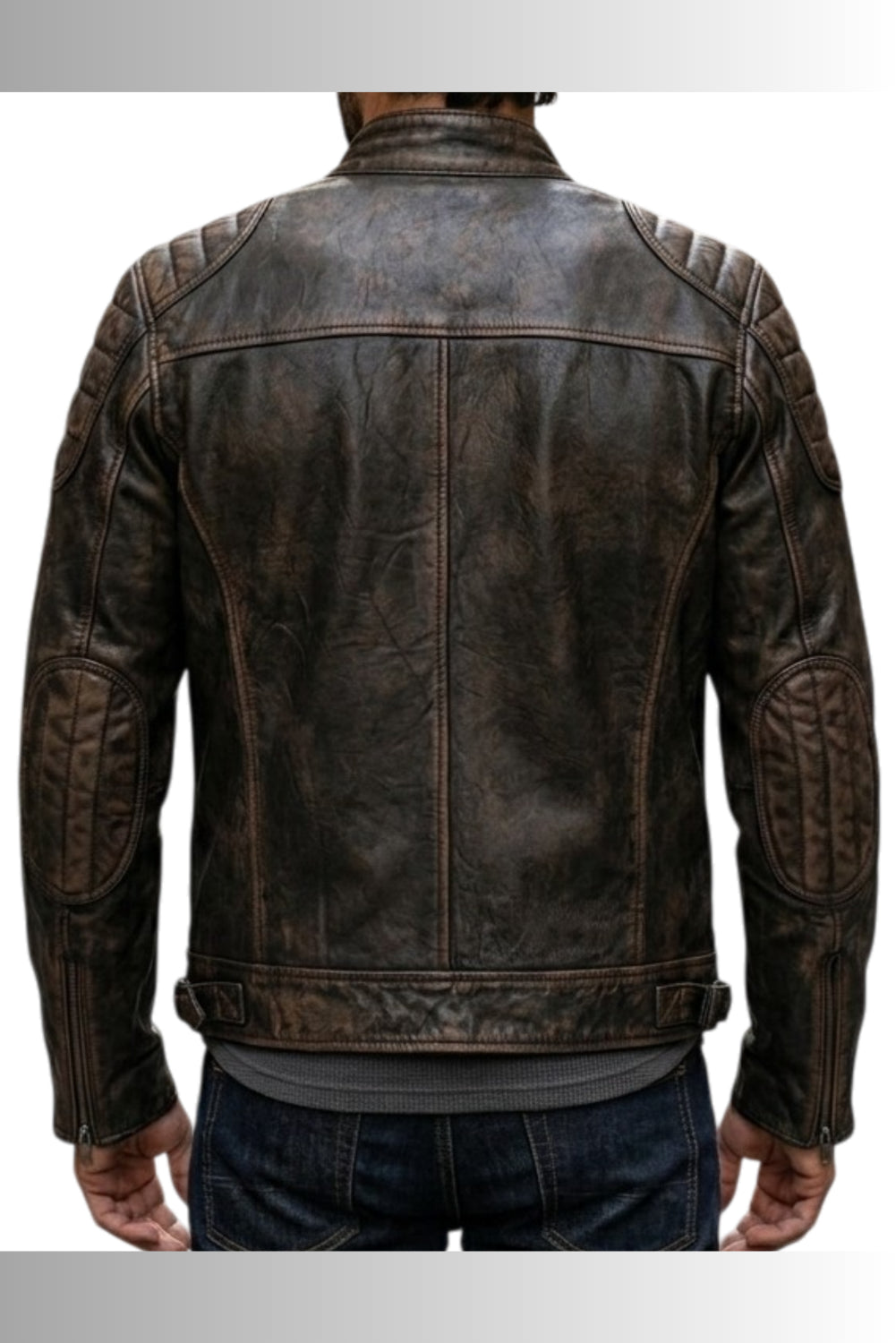 leather biker jacket brown mens
