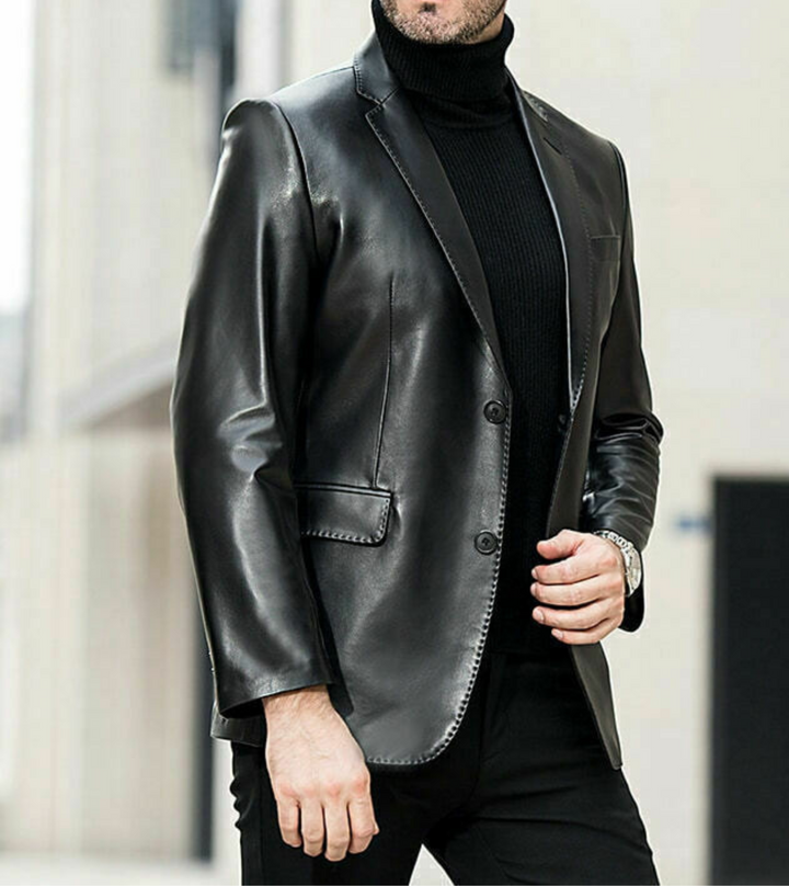 leather blazer men